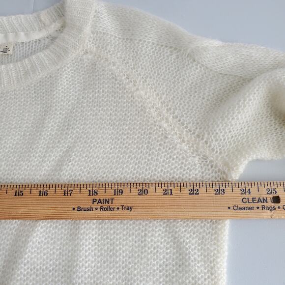 Women Rosie Neira Alpaca Sweater M Sheer Ivory Soft Cozy Fall Cabin Prairie - Picture 7 of 10